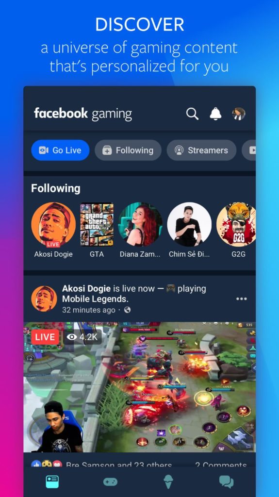 facebook gaming app